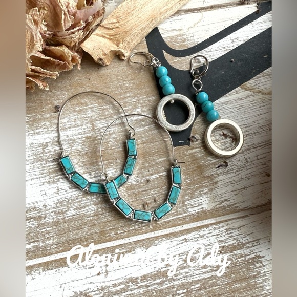Turquoise  Dangle Earrings - Picture 1 of 3